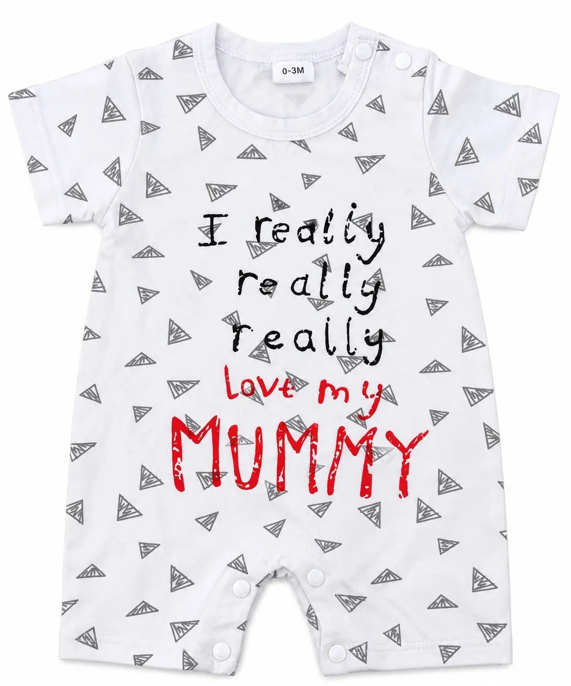 Baby Letter & Triangle Print Short-Sleeve Romper – 0–3 Months
