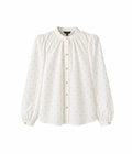 Daily Dress White Cotton Gold-Detail Blouse