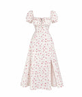 Floral Square Neck Puff Sleeve Midi Dress