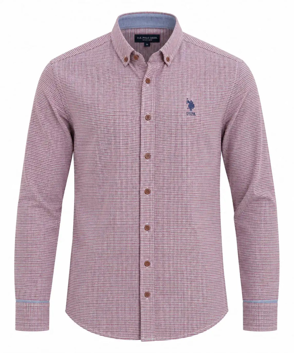 U.S. Polo Assn. Men’s Red Micro-Check Button-Down Shirt