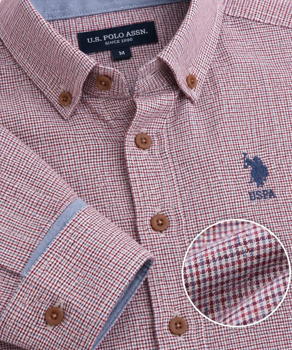 U.S. Polo Assn. Men’s Red Micro-Check Button-Down Shirt