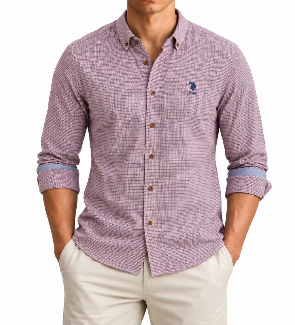 U.S. Polo Assn. Men’s Red Micro-Check Button-Down Shirt