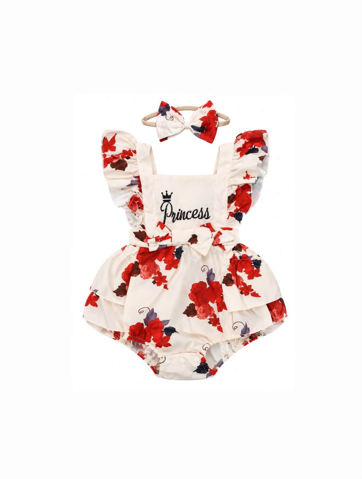 Princess Floral Baby Romper Dress Set