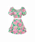 Closet Floral Puff-Sleeve Two-Piece Set – Size M