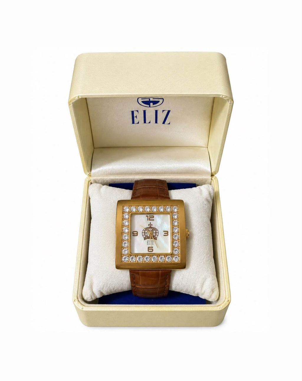ELIZ Women’s Gold-Tone Watch – Mother-of-Pearl Dial & Crystal Detail – Used