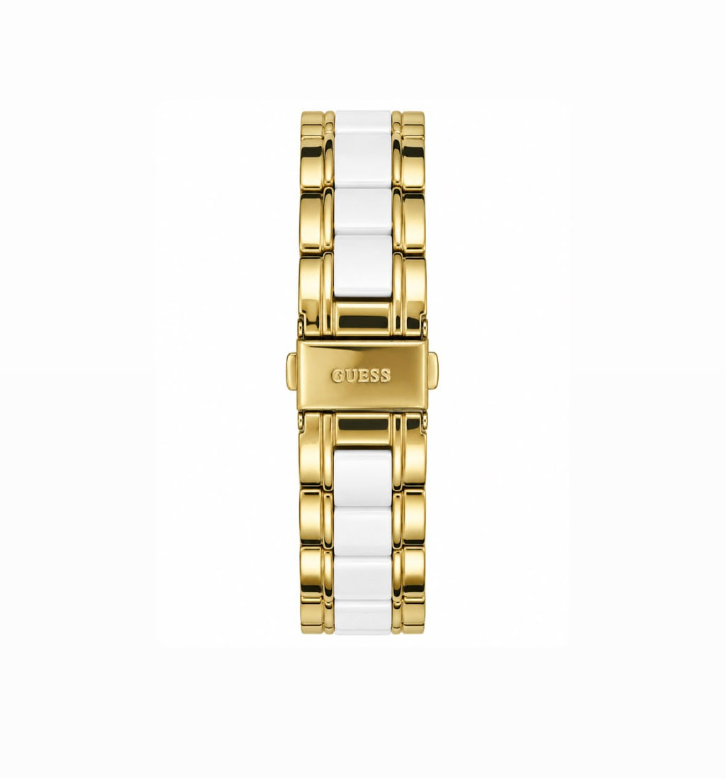 GUESS WaterPro W0556L2 Women’s Gold-Tone & White Quartz Watch with Crystal Accents