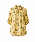 Yellow Tropical Print Button-Up Shirt – XL