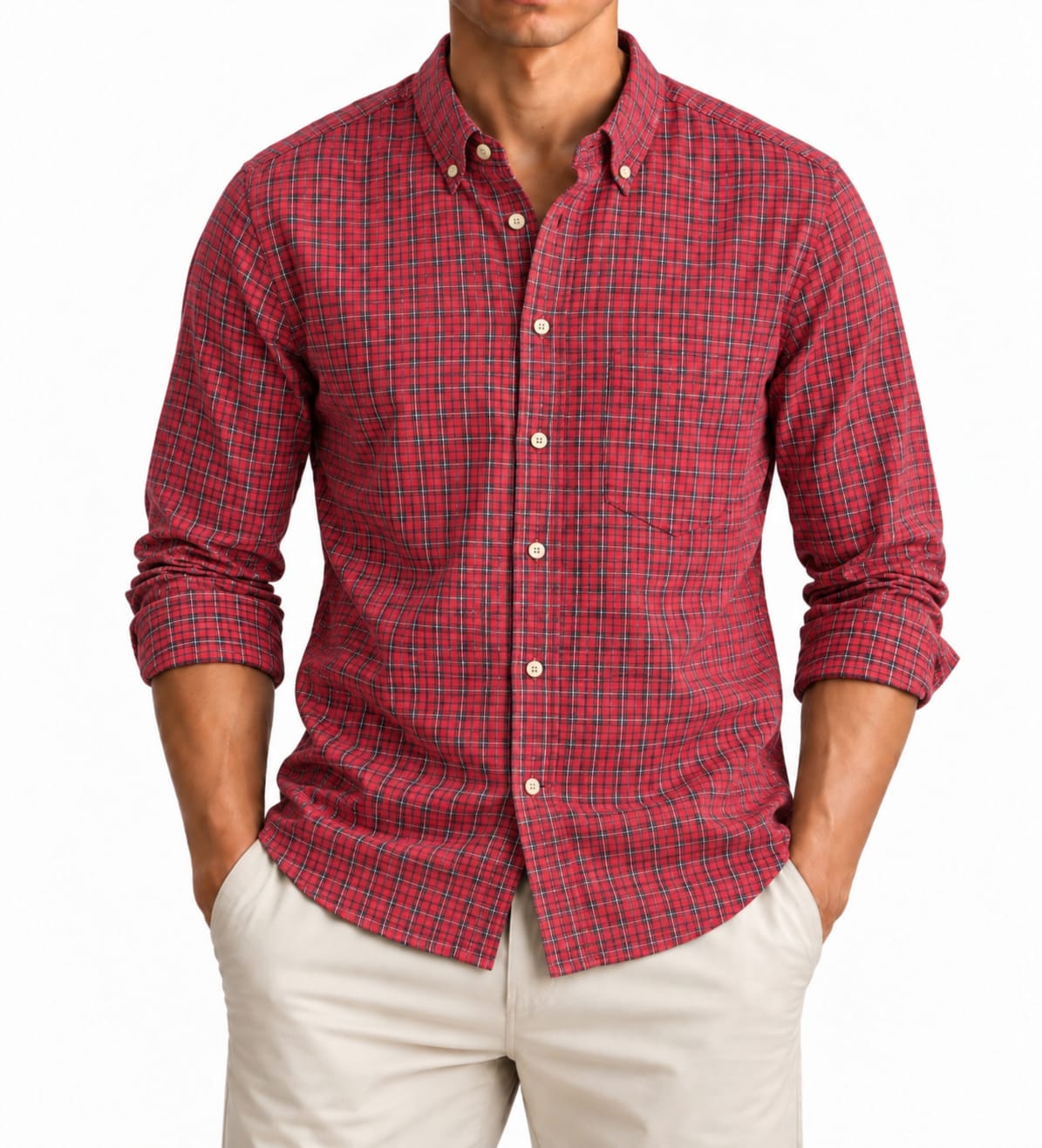 Wrangler Riata Plaid Button-Down Shirt – Red – XXL