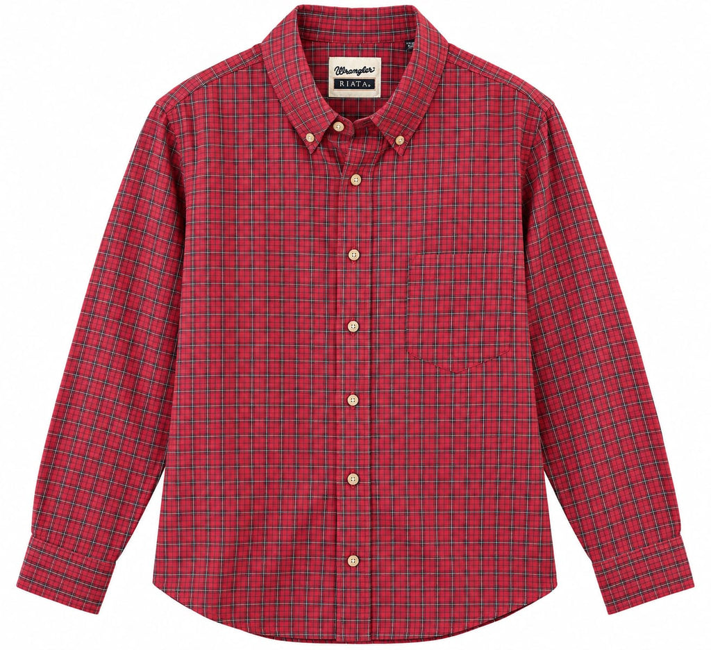 Wrangler Riata Plaid Button-Down Shirt – Red – XXL