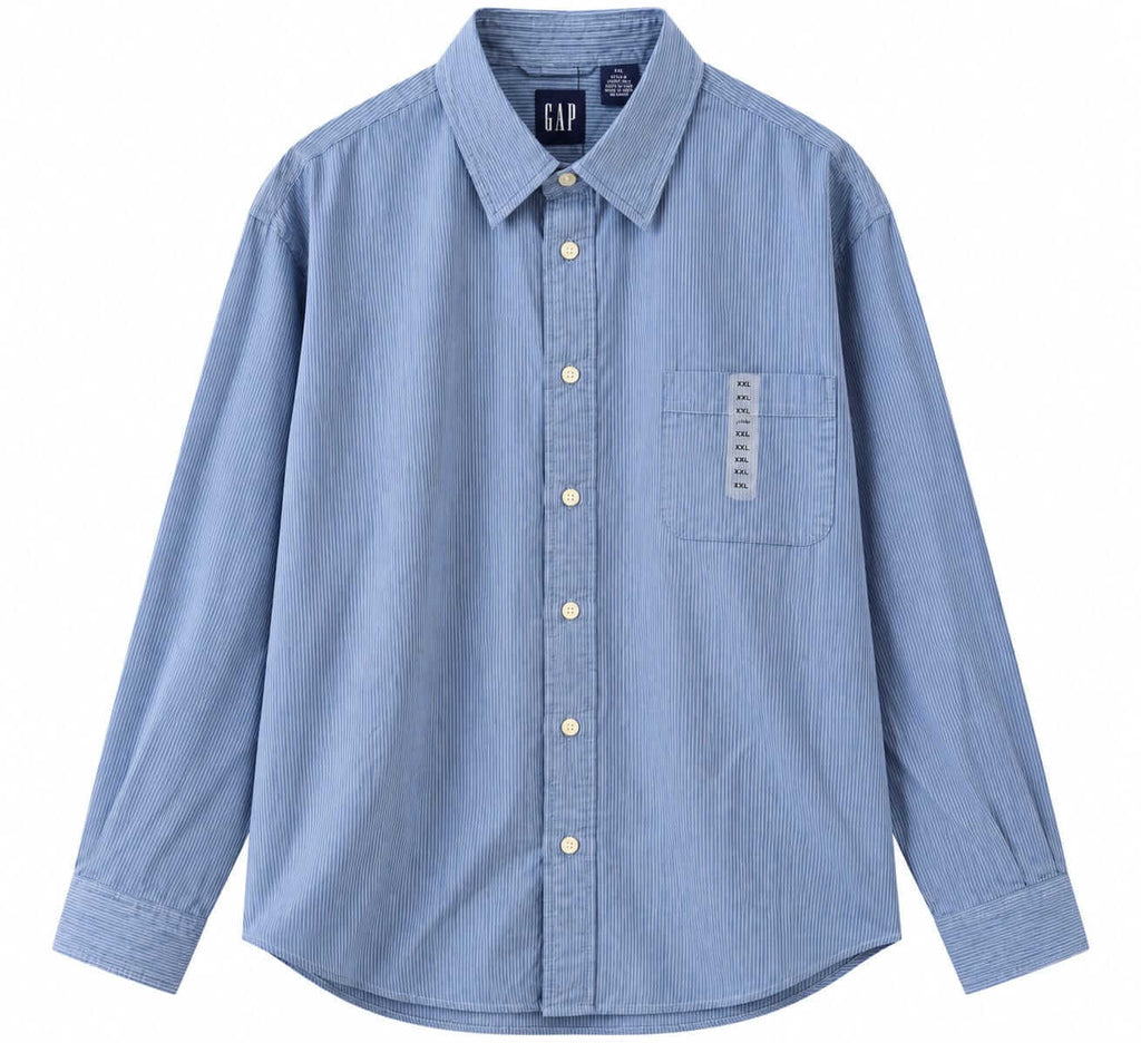 GAP Blue Pinstripe Button-Down Shirt – XXL
