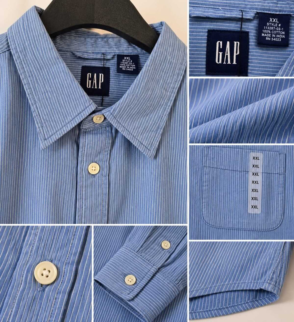 GAP Blue Pinstripe Button-Down Shirt – XXL