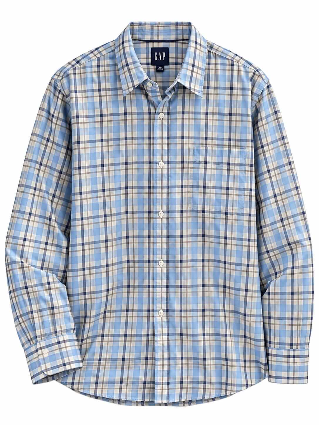 GAP Blue & White Plaid Long-Sleeve Shirt