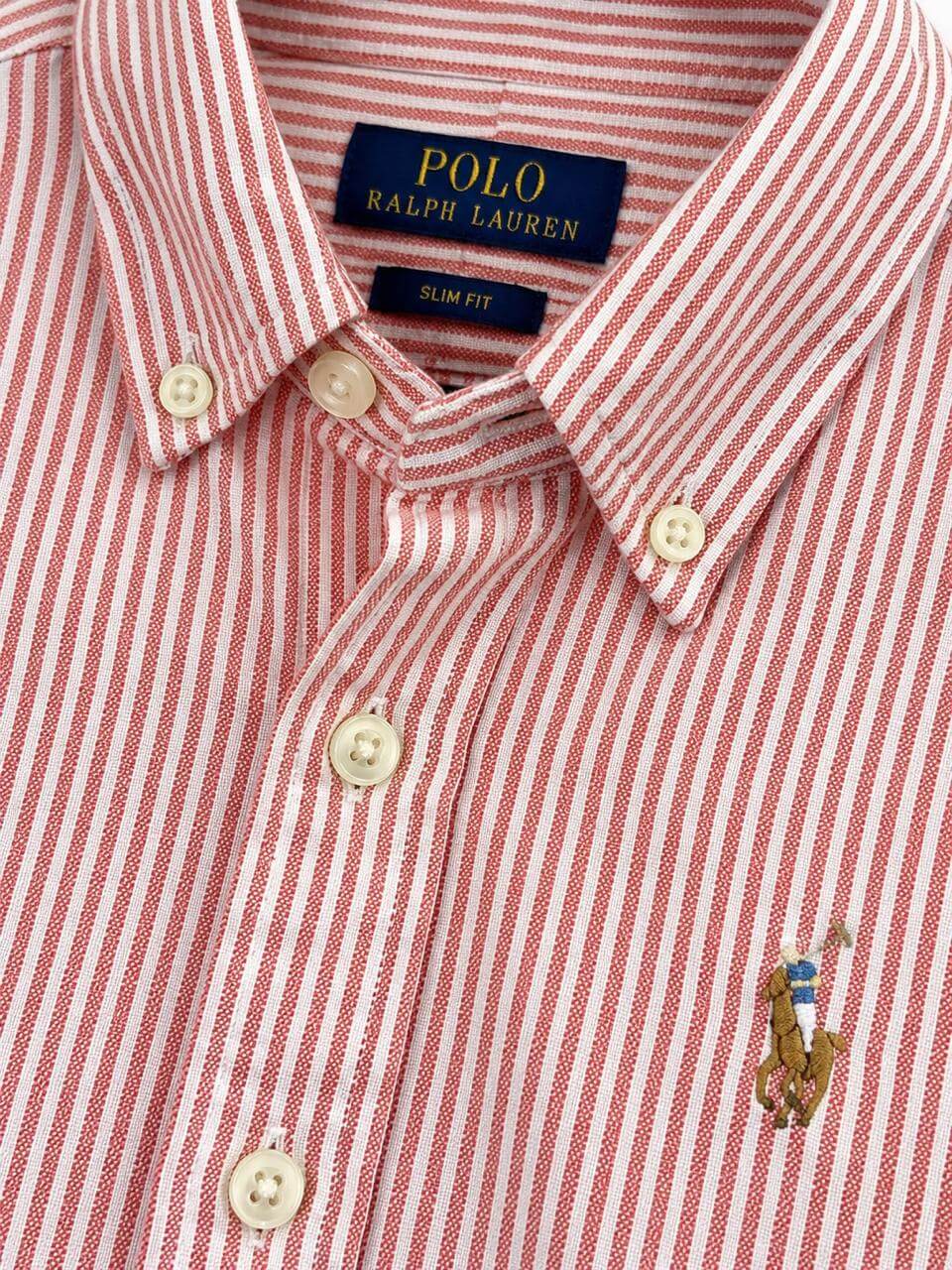Polo Ralph Lauren Slim Fit Red & White Striped Button-Down Shirt