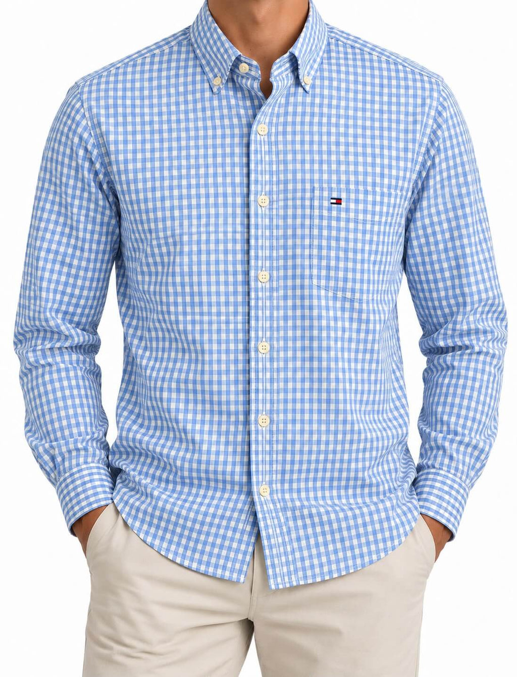Tommy Hilfiger Classic Fit Blue & White Gingham Check Shirt