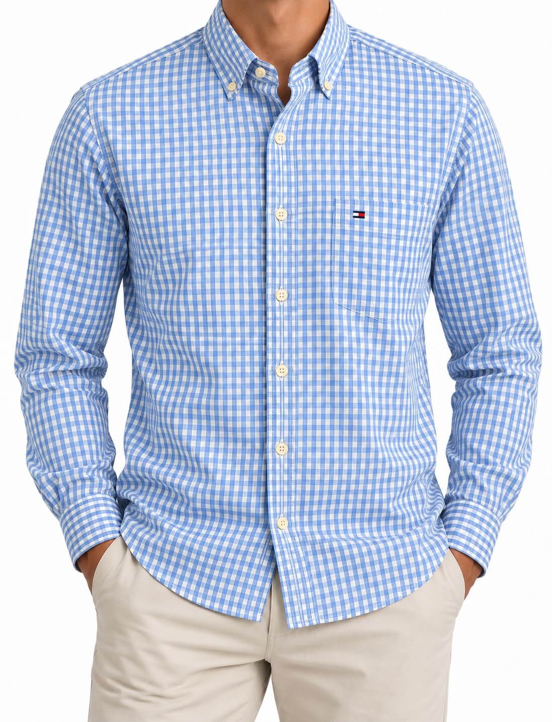 Tommy Hilfiger Classic Fit Blue & White Gingham Check Shirt