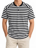 Twenty4 Original Black & White Striped Henley T-Shirt