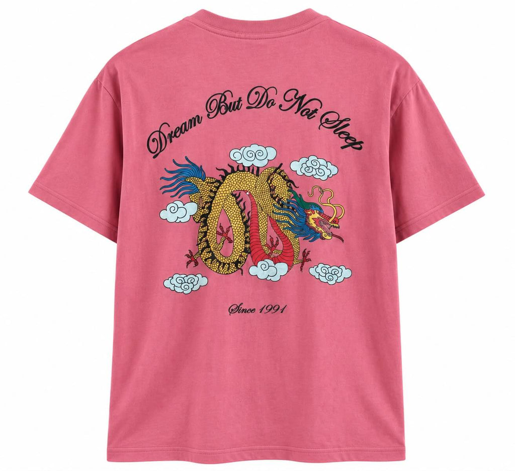 Pull&Bear Relaxed Fit Pink Dragon Graphic T-Shirt
