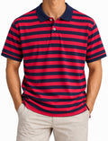 Red & Navy Striped Polo Shirt – Classic Fit
