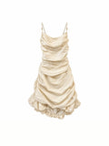 PrettyLittleThing White Ruched Puff Hem Strappy Mini Dress – Size UK 8