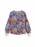 Papaya Floral & Butterfly Print Striped Blouse – UK 18 / EU 46