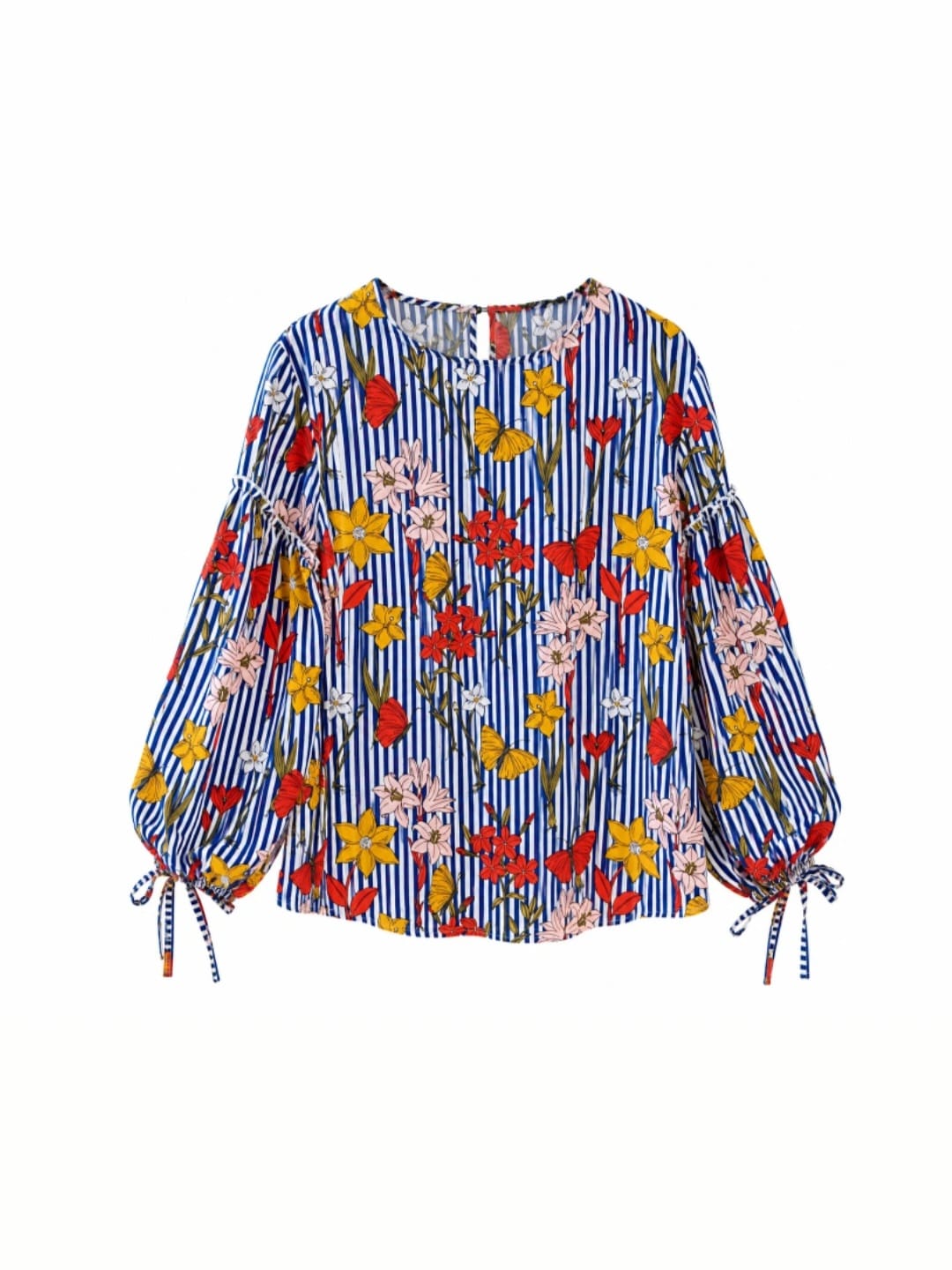 Papaya Floral & Butterfly Print Striped Blouse – UK 18 / EU 46
