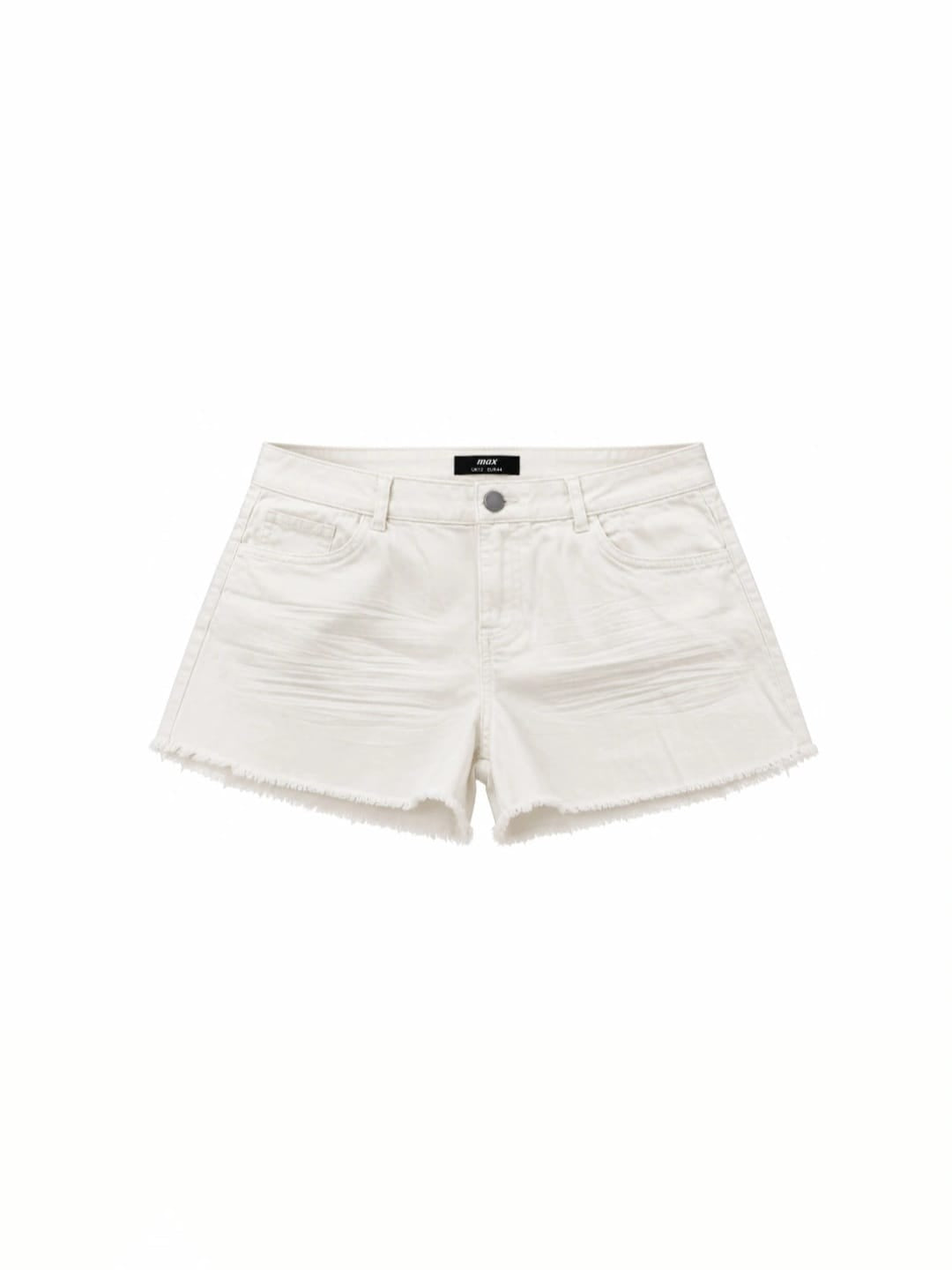Max Off-White Denim Frayed Hem Shorts – UK 12 / EU 44