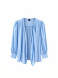 Dazy Light Blue Ruched Sleeve Blouse – M