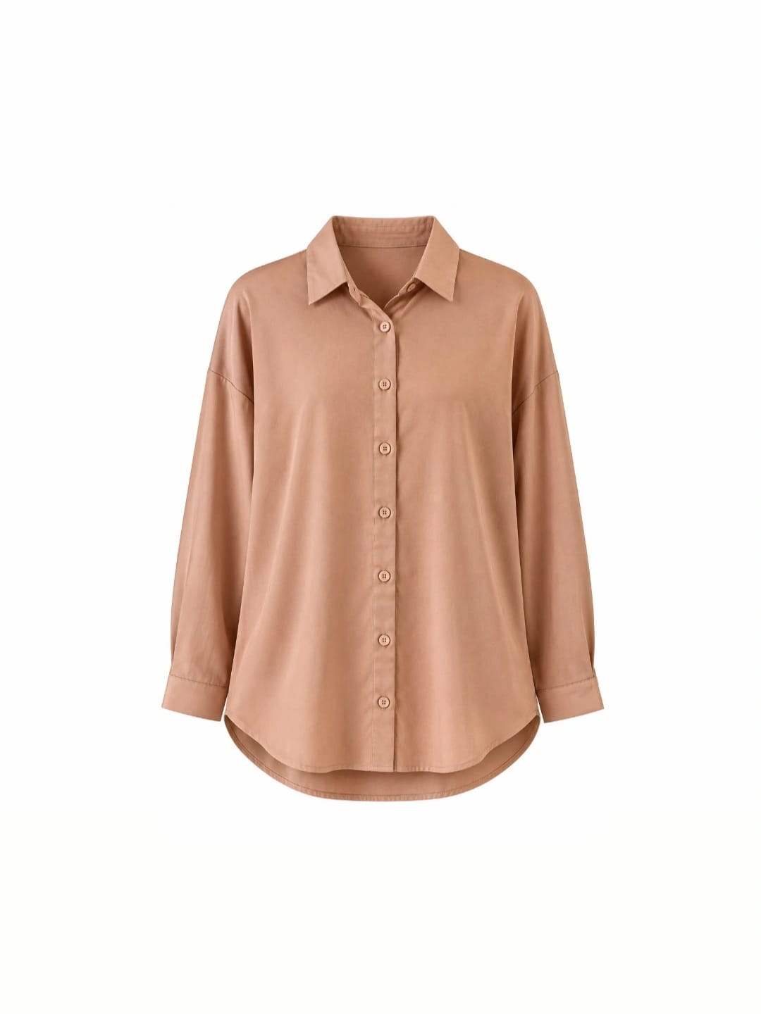SHEIN Camel Button-Up Shirt – Size L