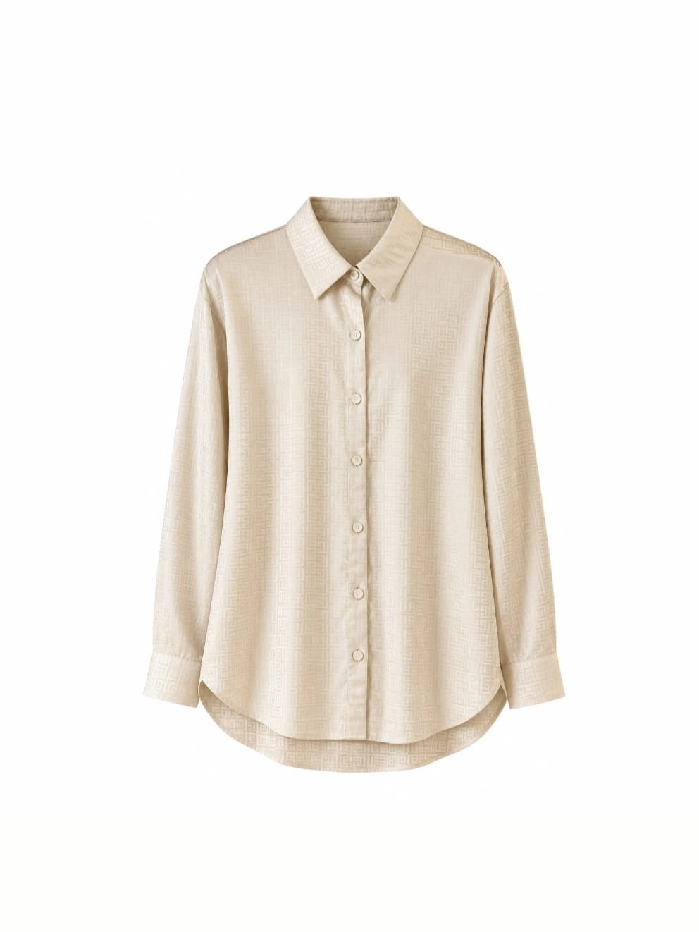 DOT Fashion Cream Jacquard Button-Up Shirt – Size 42