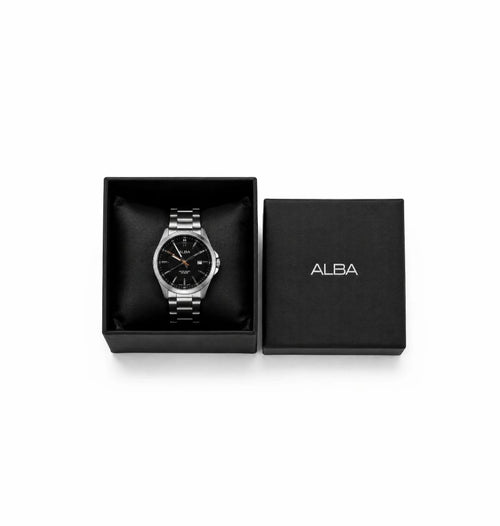 Alba Men's Hand Watch Stainless Steel Band, Black Dial AS9P15X1