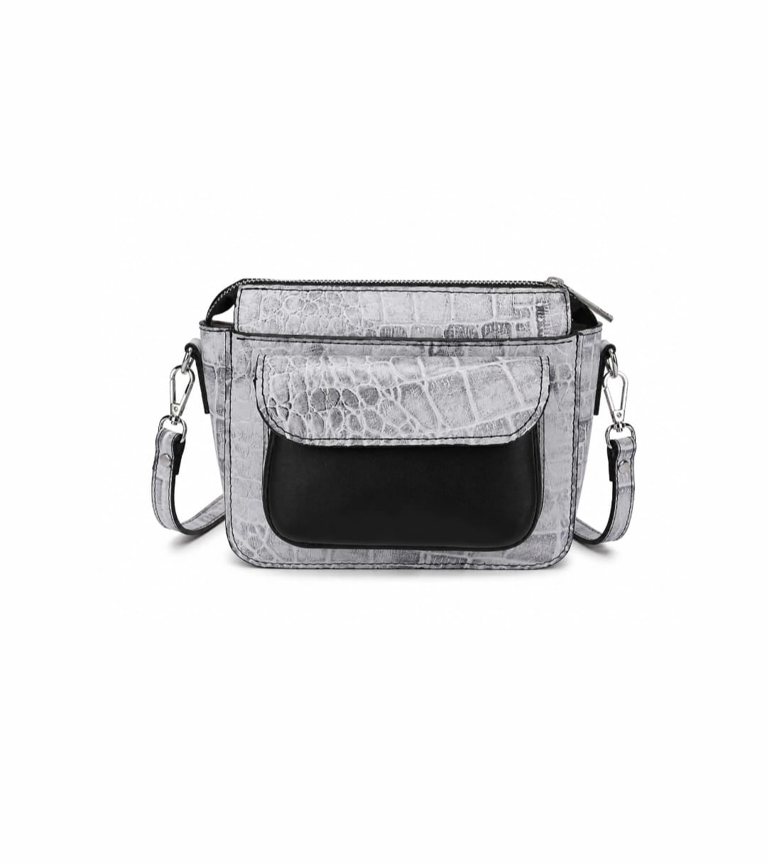 Aldalil Textured Mini Shoulder Bag – Grey Croc Pattern