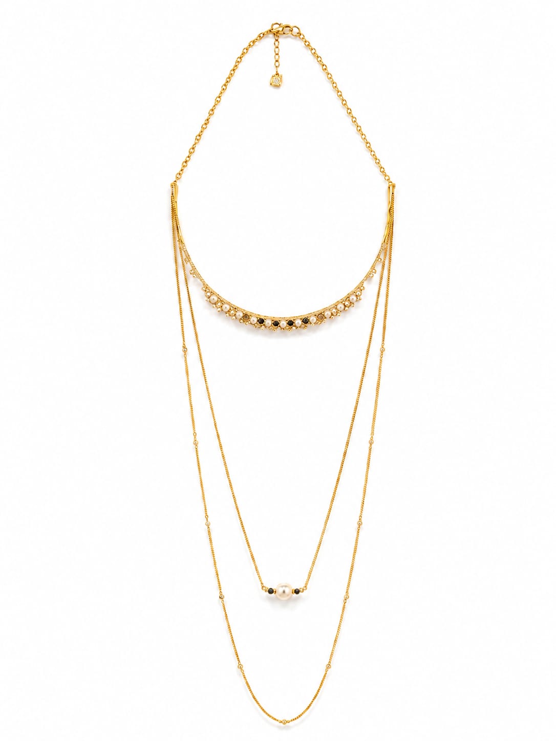 Swarovski East Long Necklace 5181457 – Gold Tone Layered Crystal & Pearl Necklace