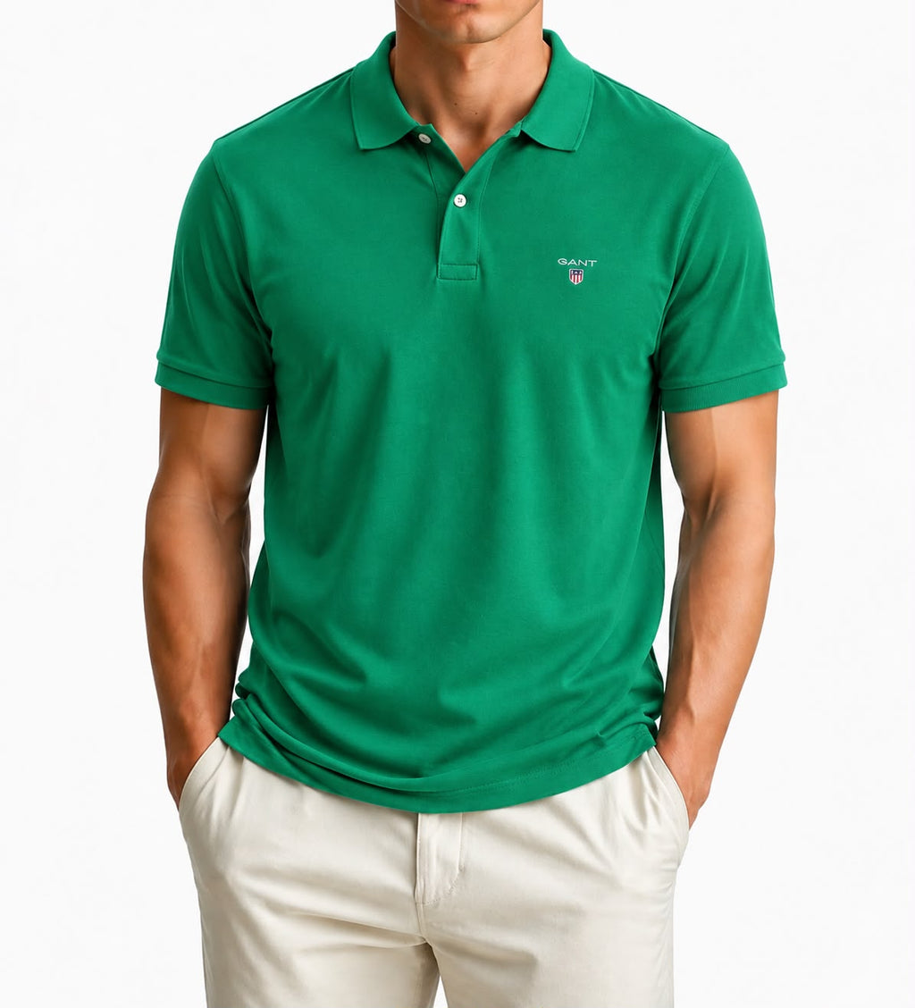 GANT Regular Fit Cotton Piqué Polo Shirt – Green