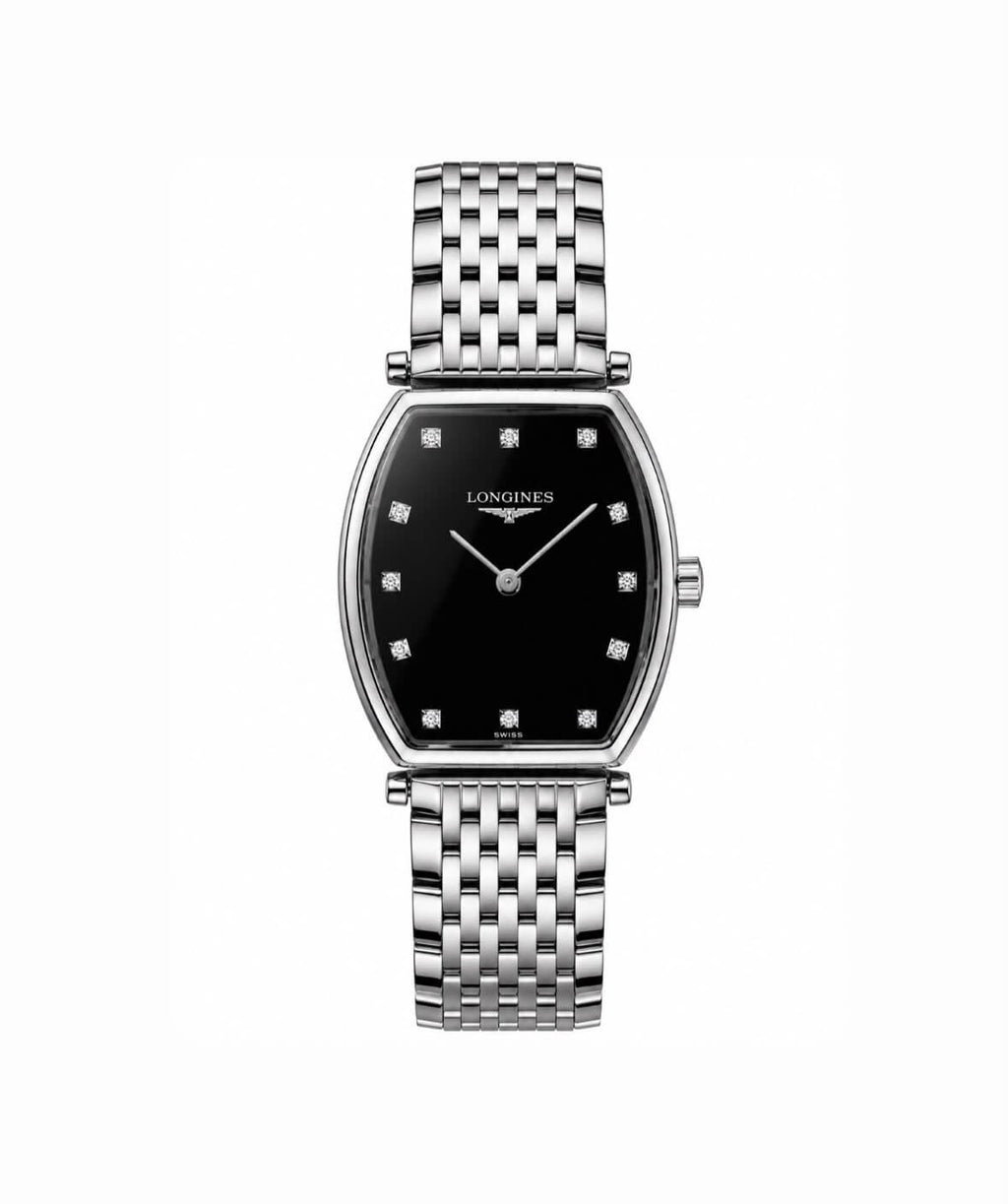 Longines La Grande Classique Women’s Swiss Quartz Watch – Black Dial & Diamond Markers – Stainless Steel