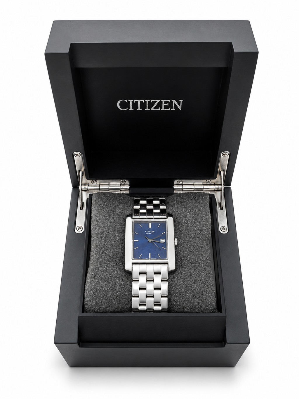 Citizen Quartz 1012-S071721 Vintage Rectangular Stainless Steel Watch – Blue Dial