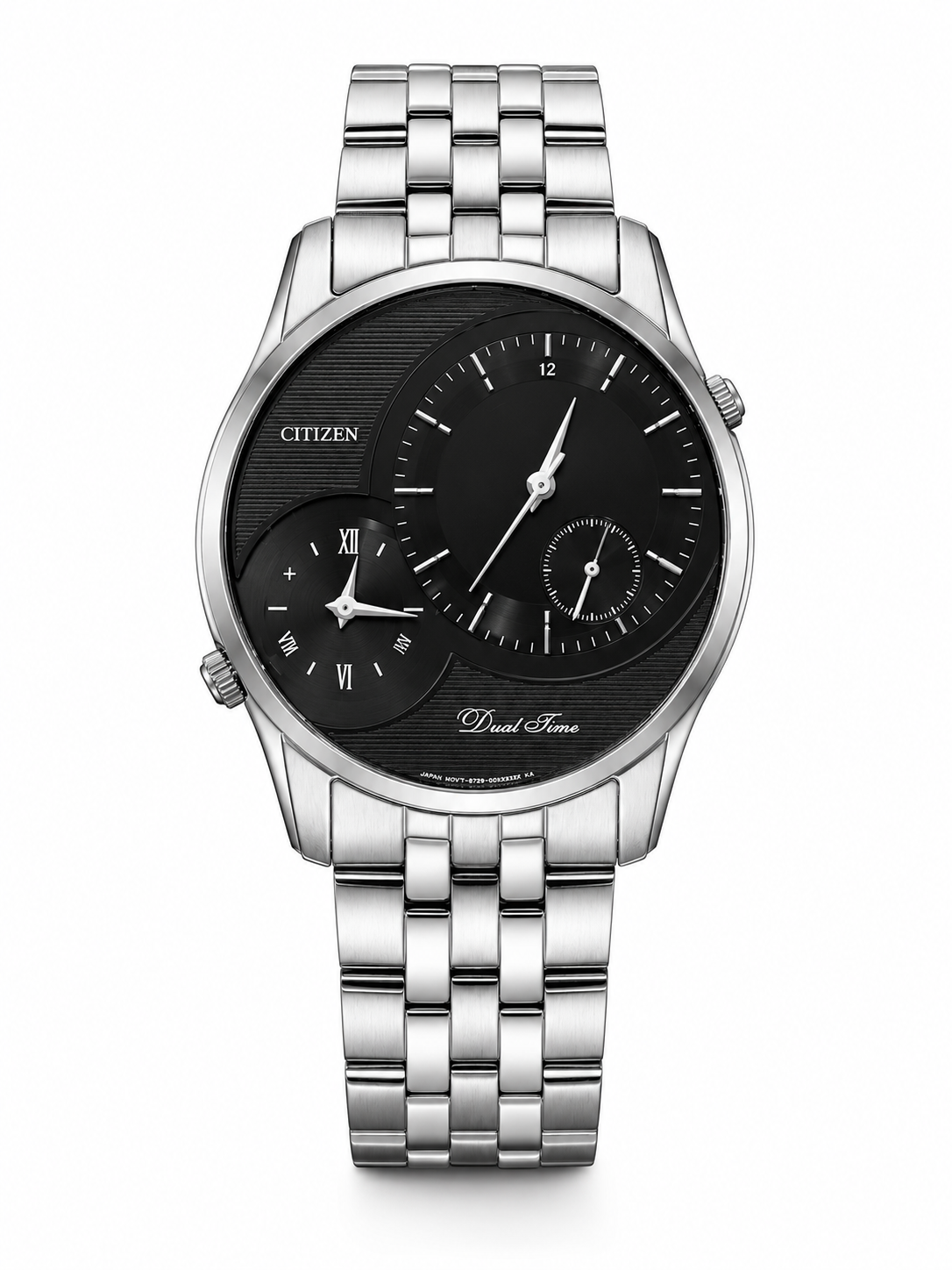 : Citizen Dual Time Stainless Steel Watch – Black Dial